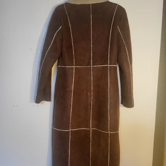 Vintage Brown Wilsion's Leather patchwork trench coat sherpa lined - Picture 7 of 16